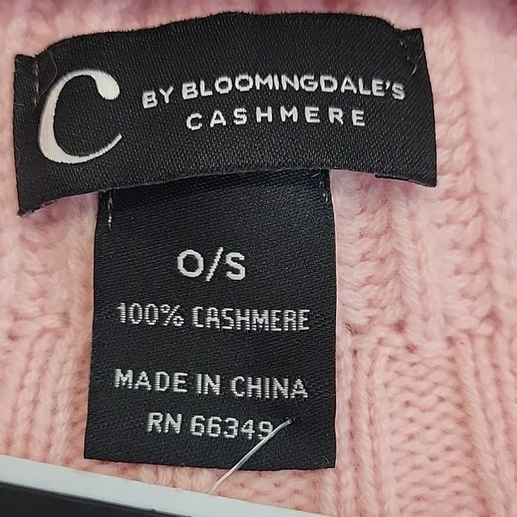 NWT C by Bloomingdale's Cashmere Ribbed Beanie Powder Pink One Size - Picture 10 of 12